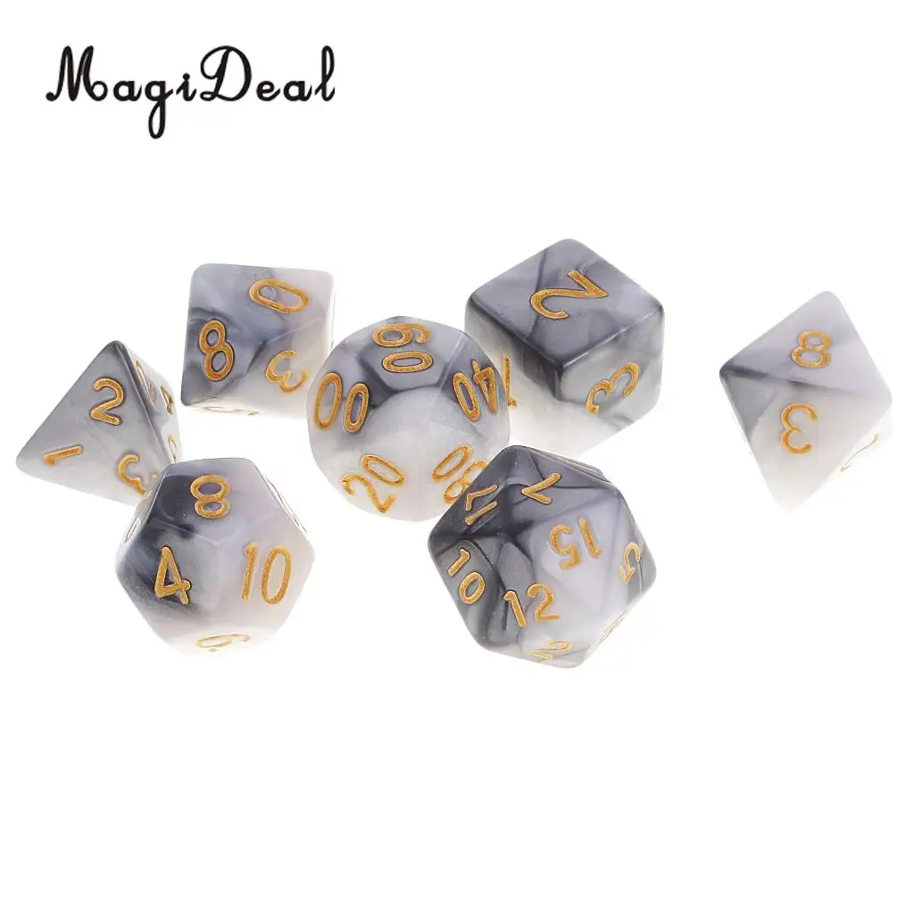 MagiDeal 42Pcs/Lot Double Colors Acrylic Polyhedral Dice 16mm for Dungeons Dragons DND MTG RPG Table Party Game Pub Bar Toys