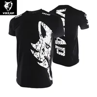 Vszap Wolf Head Short Sleeve Sports Shirt for Boxing MMA muay thai Kick boxing camisetas mma Jerseys Sports Jersey Q image