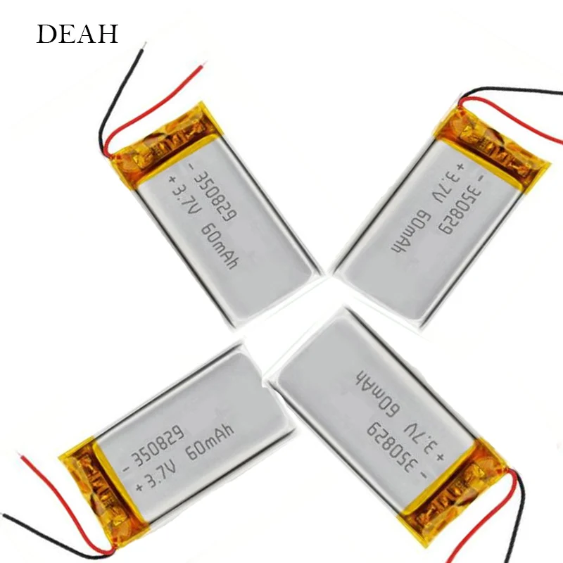 2/4/6 3.7v 60mAh 350829 Lithium Polymer Li-Po li ion Rechargeable Battery For GPS Camera Power Bank Tablet Electric Toys PAD DVD
2/4/6 3.7v 60mAh 350829 Lithium Polymer Li-Po li ion Rechargeable Battery For GPS Camera Power Bank Tablet Electric Toys PAD DVD