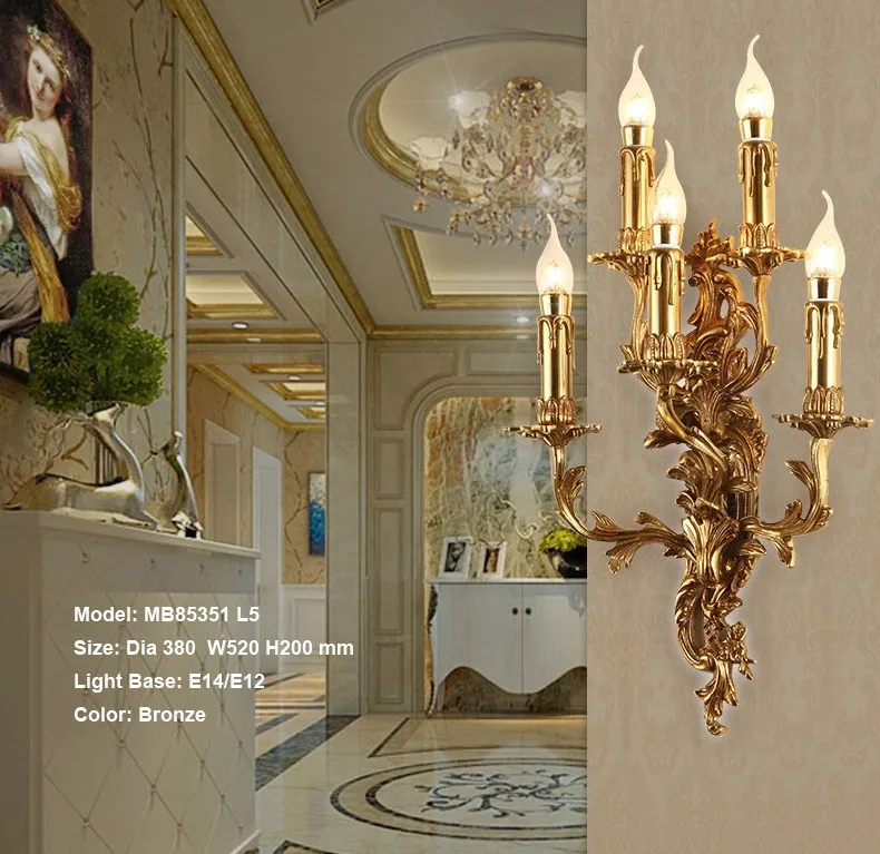 Винтажный настенный светильник в форме свечи роскошный для отеля вилла спальни