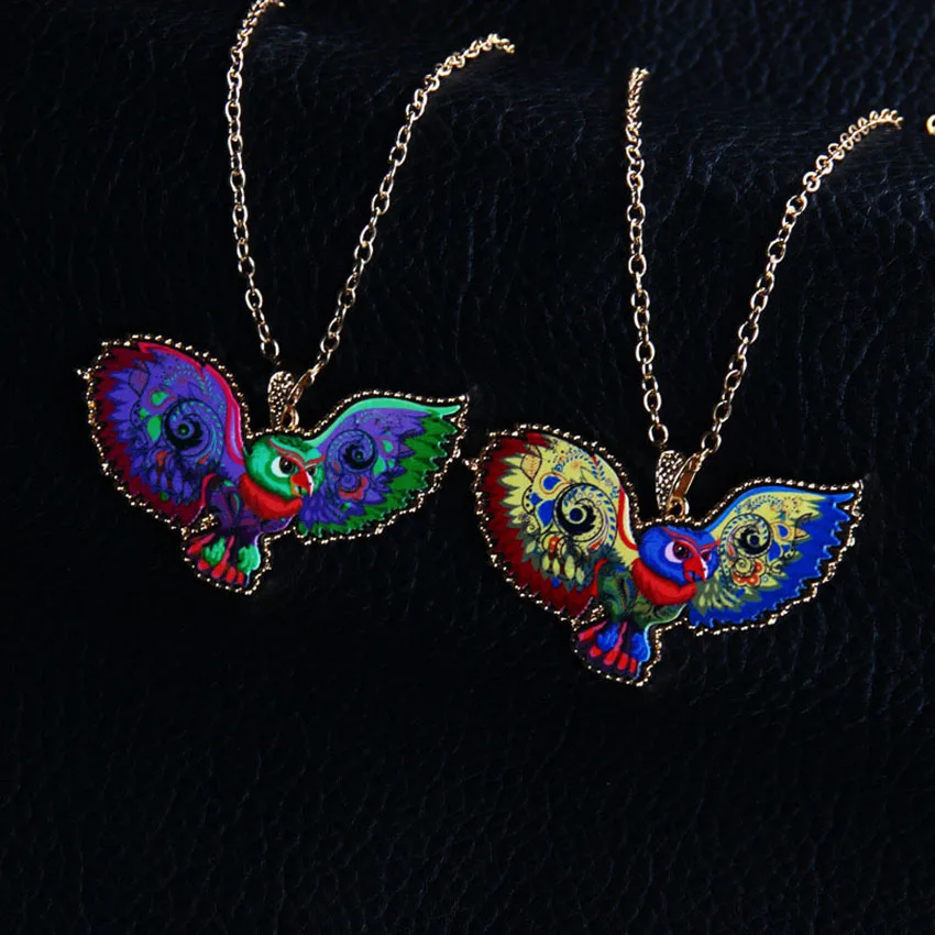 2017 new animal necklace 3 color optional painted acrylic alloy owl long pendant sweater chain | Украшения и аксессуары