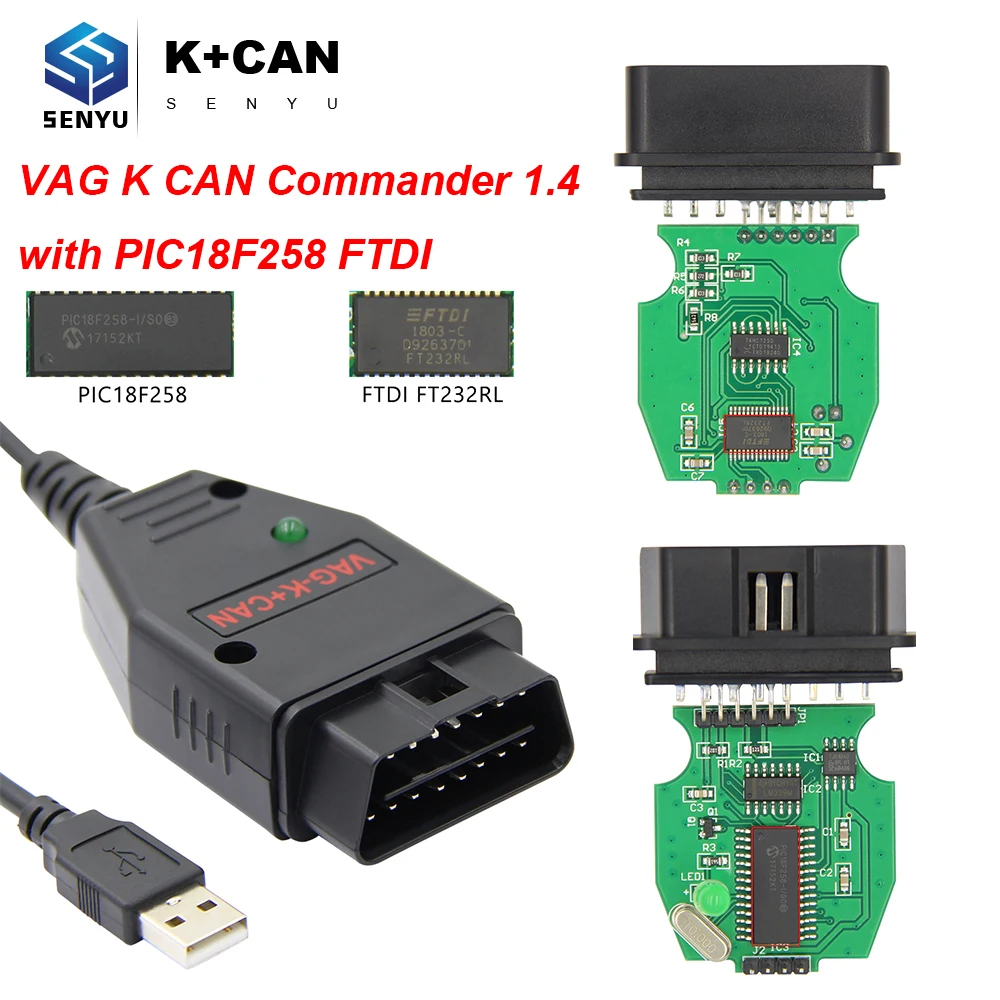 VAG K CAN Commander 1.4 OBD OBD2 Car Diagnostic Auto Tool Cable With FTDI FT232RL PIC18F258 CAN K-Line For VW/AUDI/SKODA/Seat
VAG K CAN Commander 1.4 OBD OBD2 Car Diagnostic Auto Tool Cable With FTDI FT232RL PIC18F258 CAN K-Line For VW/AUDI/SKODA/Seat