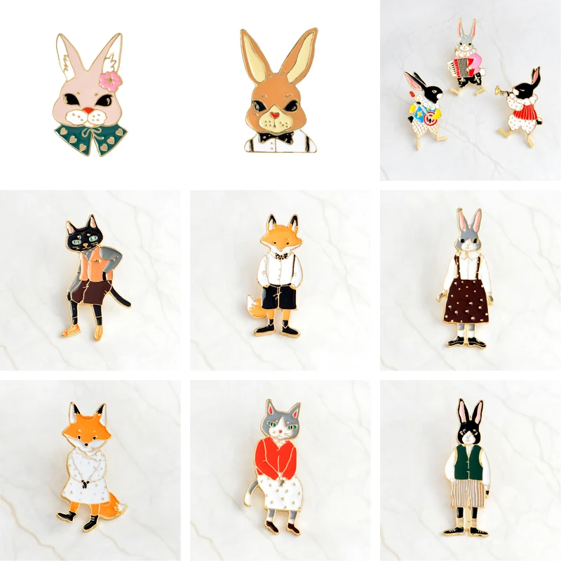 Cartoon Animal pins Humanoid Fox Cat Rabbit Cute Brooches Badges Bag Clothes Enamel pins Gifts For Friends Jewelry wholesale
Cartoon Animal pins Humanoid Fox Cat Rabbit Cute Brooches Badges Bag Clothes Enamel pins Gifts For Friends Jewelry wholesale