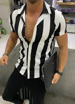 2019 Summer Men's Shirt Men's Shirt with Short Sleeves Mercerized Cotton Stripe Matching Slim Shirt
2019 Summer Men's Shirt Men's Shirt with Short Sleeves Mercerized Cotton Stripe Matching Slim Shirt