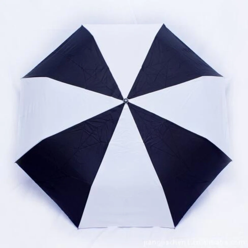 Free Shipping three-folding-umbrella fully automatic umbrella black and white magic tricks