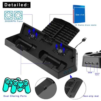 Multi-function Vertical Stand Cooling Fan Joystick Storage Box Base Dock for PS4/ PS4 Slim/ PS4 Pro with Indicator Light
Multi-function Vertical Stand Cooling Fan Joystick Storage Box Base Dock for PS4/ PS4 Slim/ PS4 Pro with Indicator Light