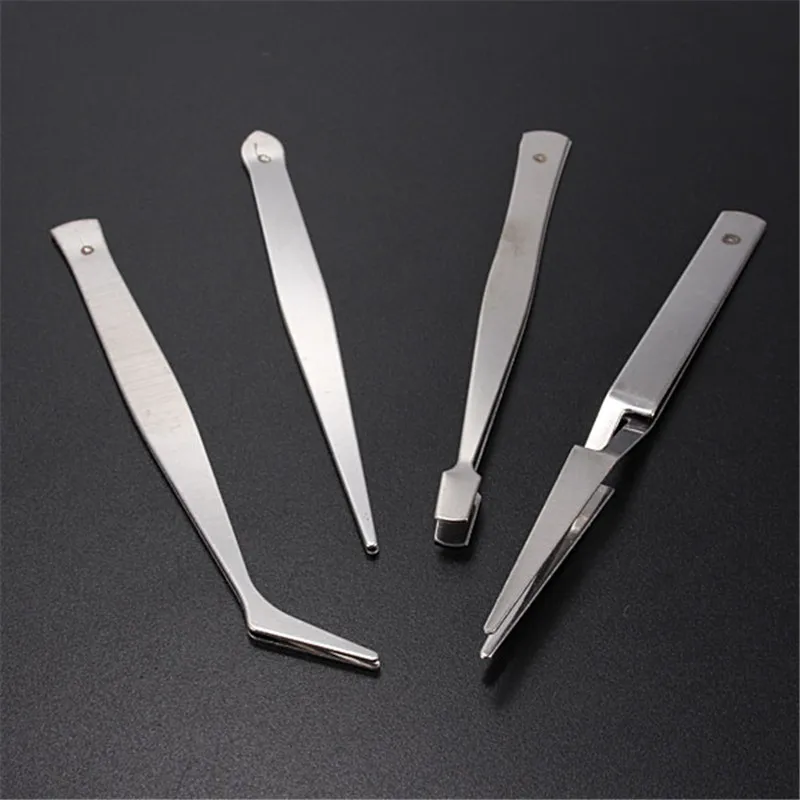 

4pcs/Set Mini Portable Silver White BGA Rework Station Tweezers Cleaning Tool Convenience Working Different Shapes