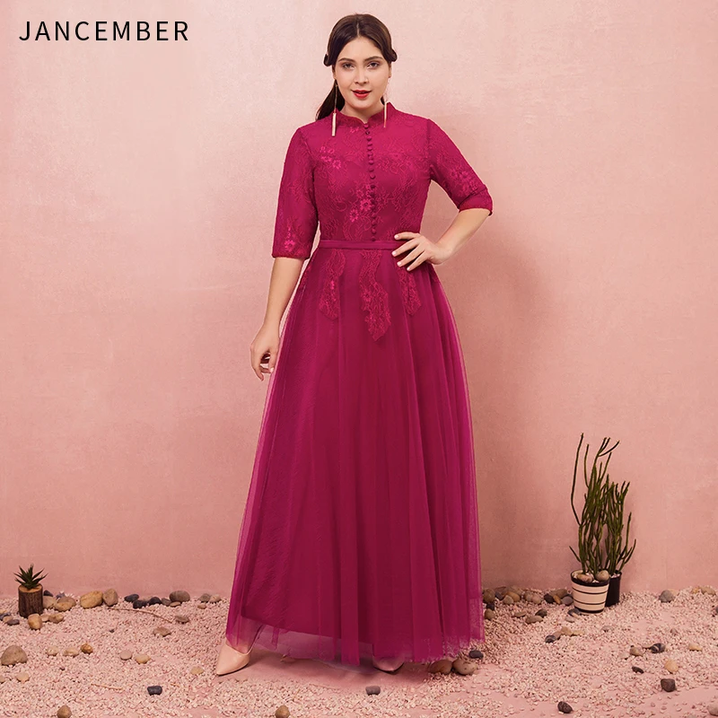 JANCEMBER Plus Size Evening Dresses Half Sleeve High Neck Zipper Button Back Pattern Applique Belt A-Line long dresses evening
JANCEMBER Plus Size Evening Dresses Half Sleeve High Neck Zipper Button Back Pattern Applique Belt A-Line long dresses evening