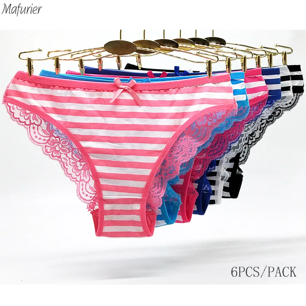 Mafurier Free Shipping New Arrival Women's Striped Cotton Panties Female Sexy Transparent Lace Briefs Underwear Bikini 6Pcs/Lot
Mafurier Free Shipping New Arrival Women's Striped Cotton Panties Female Sexy Transparent Lace Briefs Underwear Bikini 6Pcs/Lot