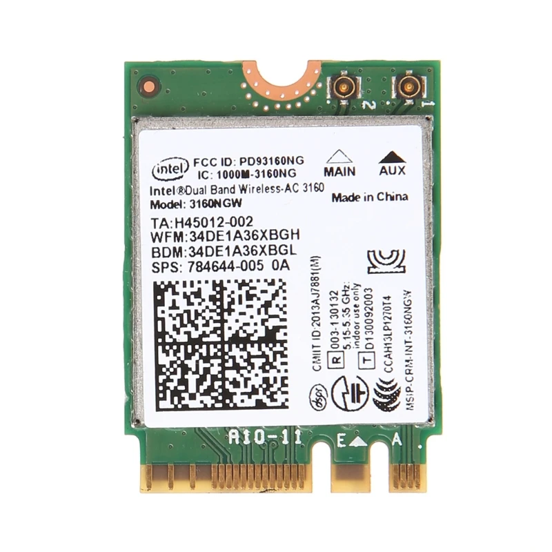 1 Pc For Intel Wireless-AC 3160NGW Dual Band 2.4/5.8Ghz Bluetooth 4.0 NGFF Wifi Card High Quality
1 Pc For Intel Wireless-AC 3160NGW Dual Band 2.4/5.8Ghz Bluetooth 4.0 NGFF Wifi Card High Quality