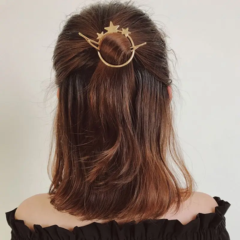 Women Geometric Pierced Hair Clip Romantic Moon Star Slide Comb Hairpin Shawl Scarf Pin Brooch Styling Ponytail Holder Bun Maker
Women Geometric Pierced Hair Clip Romantic Moon Star Slide Comb Hairpin Shawl Scarf Pin Brooch Styling Ponytail Holder Bun Maker