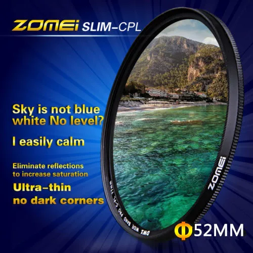 Совершенно новый Zomei 52 мм ультратонкий CPL-фильтр для фотообъектива Nikon Canon Tamron Sigma