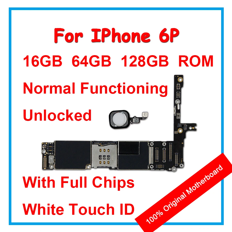 16GB*64GB*128GB ROM Original Motherboard For iPhone 6P 6 Plus 100% Unlock Mainboard With Chips Logic Board With White Touch ID
16GB*64GB*128GB ROM Original Motherboard For iPhone 6P 6 Plus 100% Unlock Mainboard With Chips Logic Board With White Touch ID
