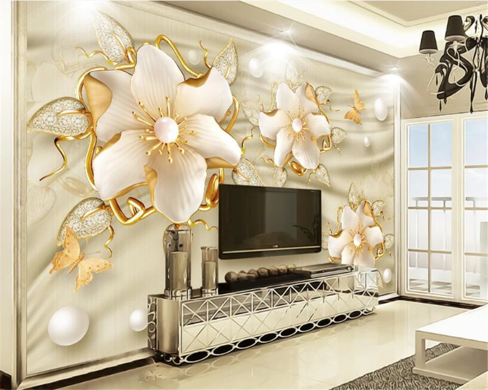 beibehang Custom high-level decorative painting wall paper luxury gold jewelry flowers silk jewelry TV background 3d wallpaper 
beibehang Custom high-level decorative painting wall paper luxury gold jewelry flowers silk jewelry TV background 3d wallpaper