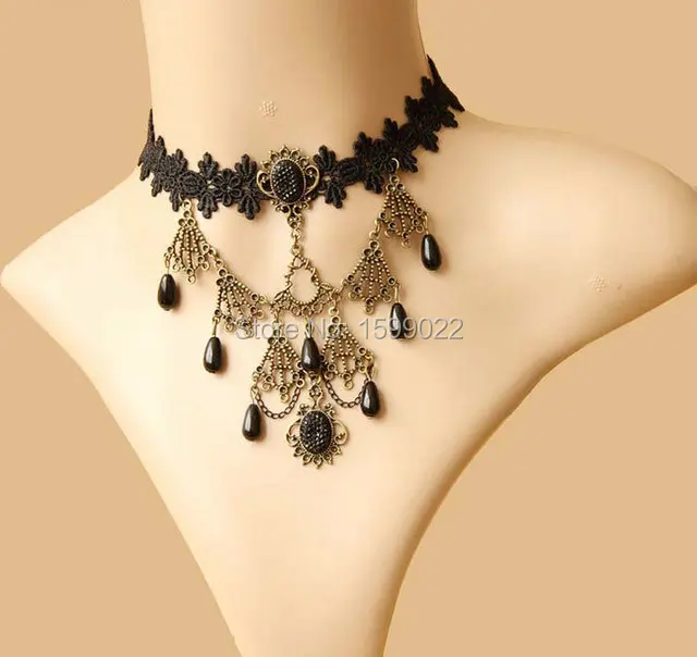 Vintage Victorian Evening Dress Black Tattoo Necklace Gothic Bronze Charm Pendant Lace Choker Jewelry Party Women Accessories
Vintage Victorian Evening Dress Black Tattoo Necklace Gothic Bronze Charm Pendant Lace Choker Jewelry Party Women Accessories