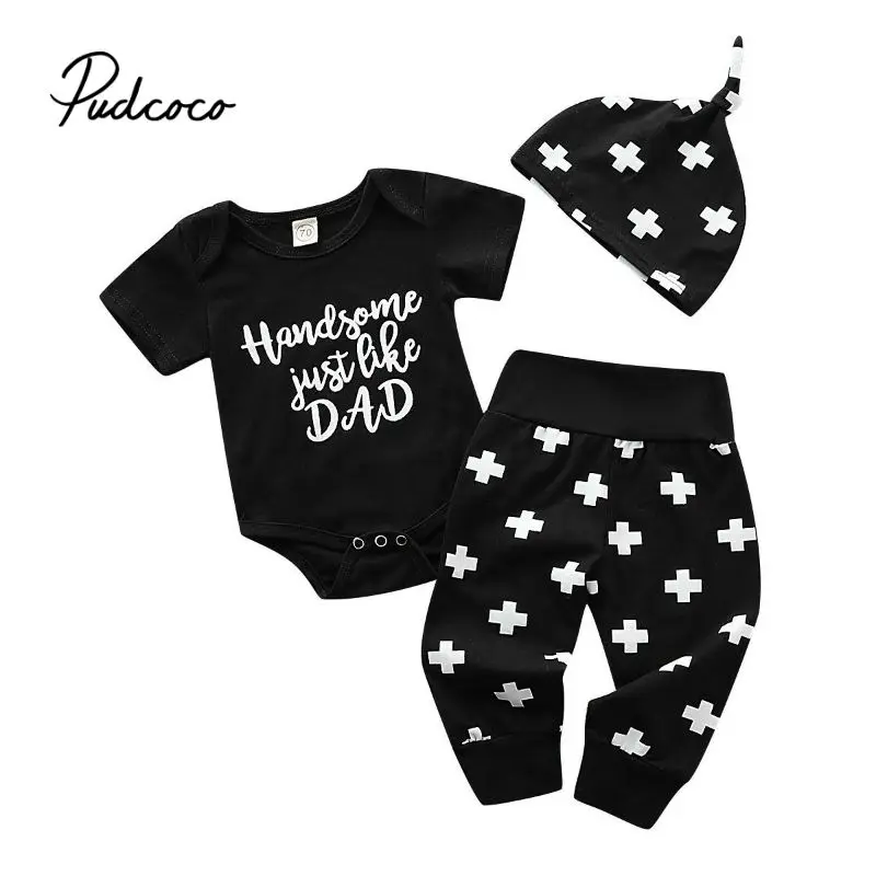 3Pcs Newborn Infant Baby Boy clothes set Add Symbol O-Neck Short Sleeve Romper+Long Pant+Hat outfit clothes set Handsome Dad
3Pcs Newborn Infant Baby Boy clothes set Add Symbol O-Neck Short Sleeve Romper+Long Pant+Hat outfit clothes set Handsome Dad