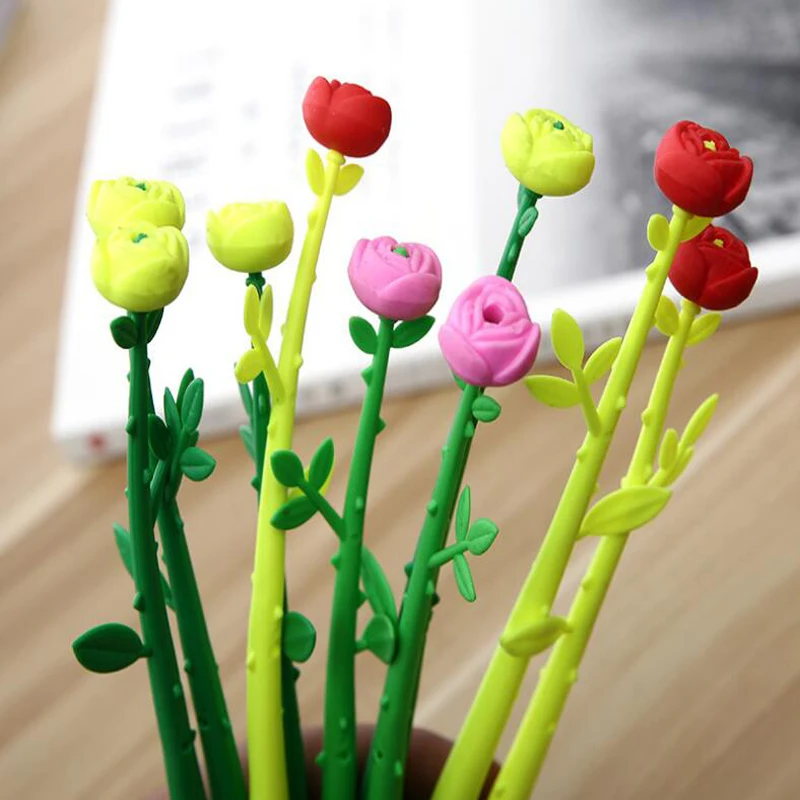 Novelty Rubber simulation 3 color rose 0.5mm gel pen Student writing black gel pen supplies Office School Stationery pen
Novelty Rubber simulation 3 color rose 0.5mm gel pen Student writing black gel pen supplies Office School Stationery pen