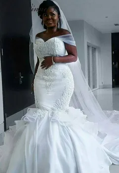 Elegant Satin Vintage Mermaid Wedding dress with long wrap Pure White Lace Embroidery African mermaid wedding Gown W0216
Elegant Satin Vintage Mermaid Wedding dress with long wrap Pure White Lace Embroidery African mermaid wedding Gown W0216