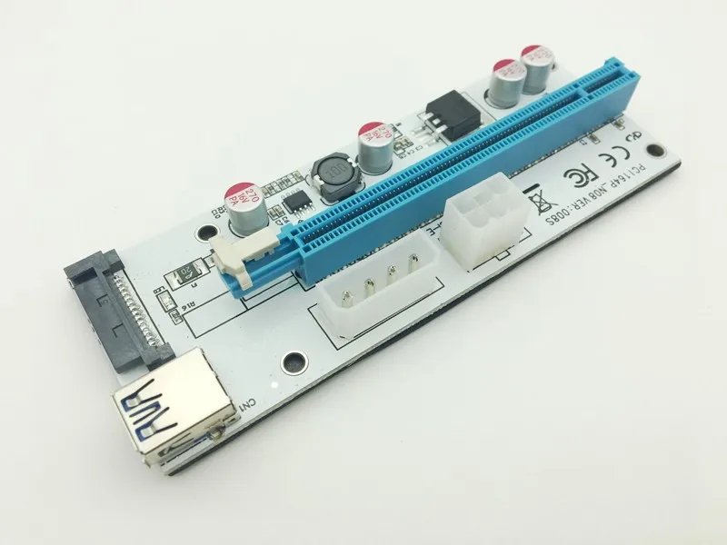 Новый Белый PCI E Riser 008 Express 1X 4x 8x 16x расширитель USB 008S адаптер SATA 15pin для BTC Miner USB3.0|pci card
