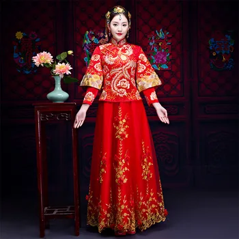 Oriental Phoenix Cheongsam Chinese Style Bride Wedding Dress Women Evening Dress Vintage Elegant Vestidos Ancient Marriage Suit
Oriental Phoenix Cheongsam Chinese Style Bride Wedding Dress Women Evening Dress Vintage Elegant Vestidos Ancient Marriage Suit