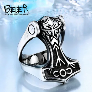 BEIER Unique design 316L Stainless Steel Fashion Northern Europe Vikking Ring Nordic Myth Thor Jewelry for man BR8-441
BEIER Unique design 316L Stainless Steel Fashion Northern Europe Vikking Ring Nordic Myth Thor Jewelry for man BR8-441