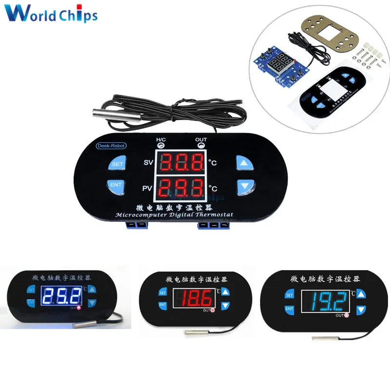 W1308 AC/DC 12V 220V Adjustable Digital Thermostat Temperature Alarm Controller Sensor Meter Red Blue LED Display DK-W1308
W1308 AC/DC 12V 220V Adjustable Digital Thermostat Temperature Alarm Controller Sensor Meter Red Blue LED Display DK-W1308