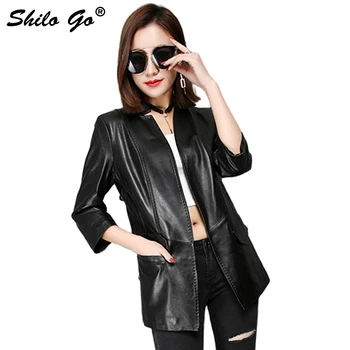 SHILO GO Leather Jacket Womens Spring Fashion sheepskin genuine Leather Coat V Neck half sleeve concise office OL slim coat
SHILO GO Leather Jacket Womens Spring Fashion sheepskin genuine Leather Coat V Neck half sleeve concise office OL slim coat