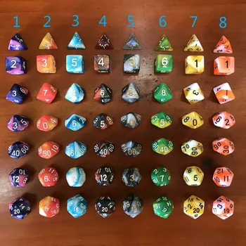 7 pieces of dice with multiple faces and two colors. Coloured dice Dragons and dungeons role play game dice
7 pieces of dice with multiple faces and two colors. Coloured dice Dragons and dungeons role play game dice