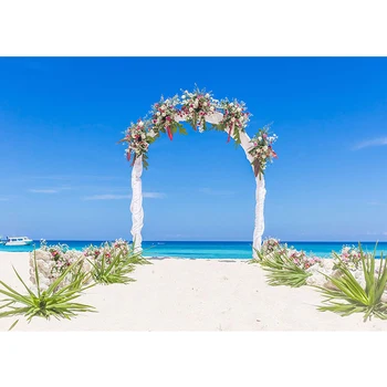 Summer Beach Wedding Photo Booth Background Blue Sky and Sea Flowers Decorated Arch Door Party Themed Photography Backdrops
Summer Beach Wedding Photo Booth Background Blue Sky and Sea Flowers Decorated Arch Door Party Themed Photography Backdrops