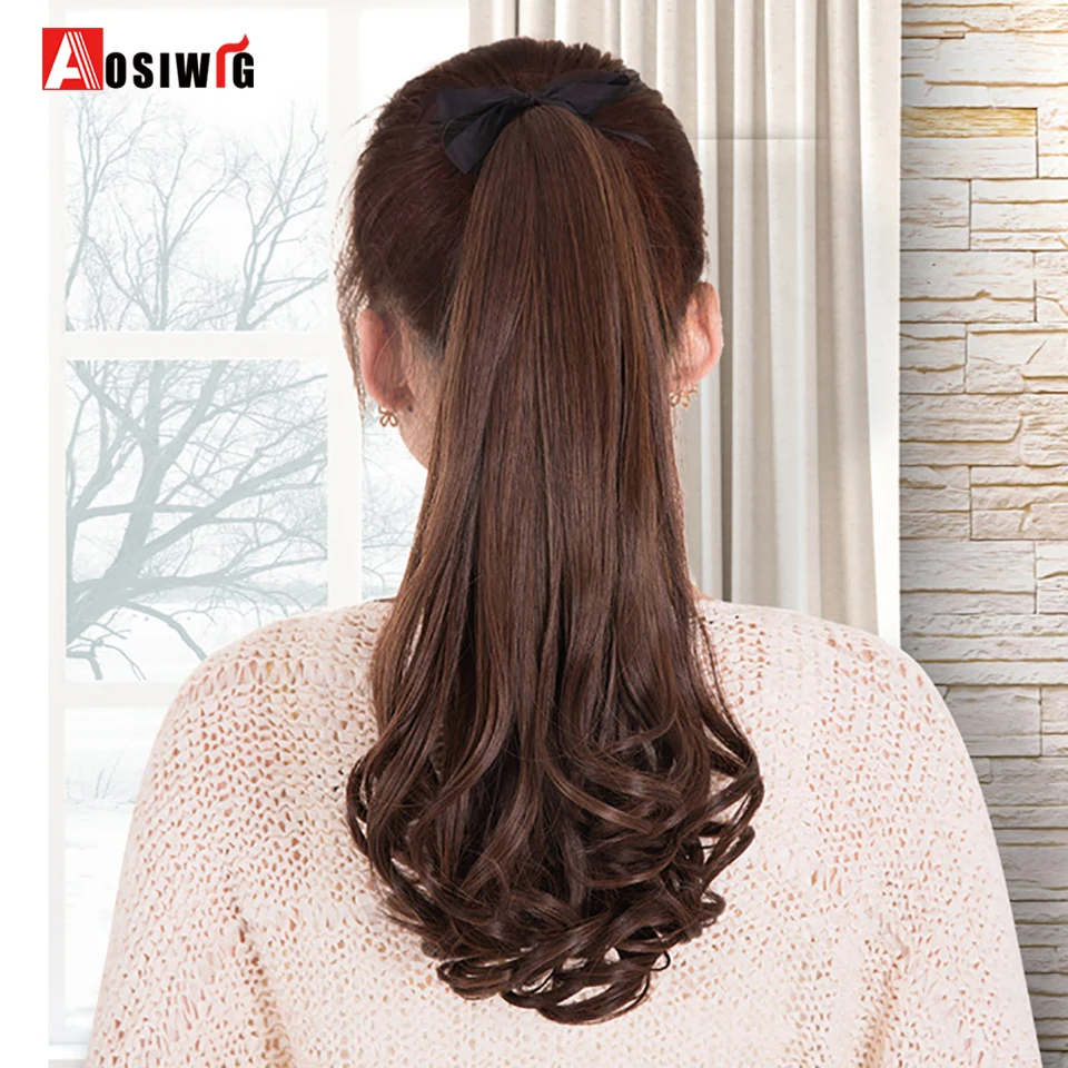 AOSIWIG Long Curly Ponytail Clip in Hair Extension Synthetic Heat Resistant Ribbon Wrap Around on Hairpieces for Women
AOSIWIG Long Curly Ponytail Clip in Hair Extension Synthetic Heat Resistant Ribbon Wrap Around on Hairpieces for Women