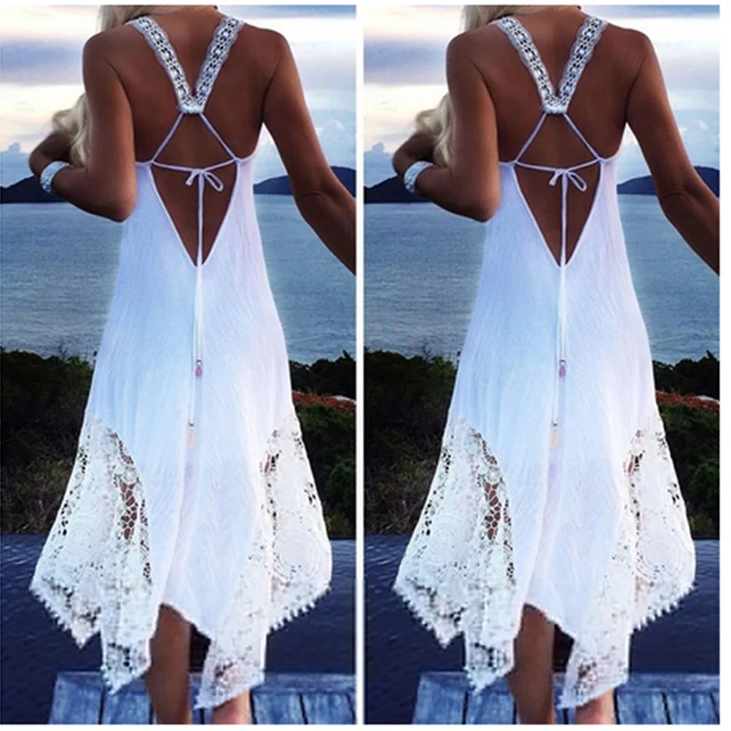 New Women Lace Patchwork Sleeveless Backless Dress Summer Sexy Strapless Lace-Up Beach Dress Beachwear Women Lace Vestidos
New Women Lace Patchwork Sleeveless Backless Dress Summer Sexy Strapless Lace-Up Beach Dress Beachwear Women Lace Vestidos