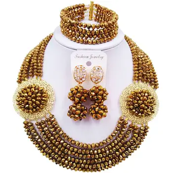 Handmade Gold Color Nigerian Wedding Jewelry Crystal Beads Necklace Sets for Women 6C-SPH-09
Handmade Gold Color Nigerian Wedding Jewelry Crystal Beads Necklace Sets for Women 6C-SPH-09