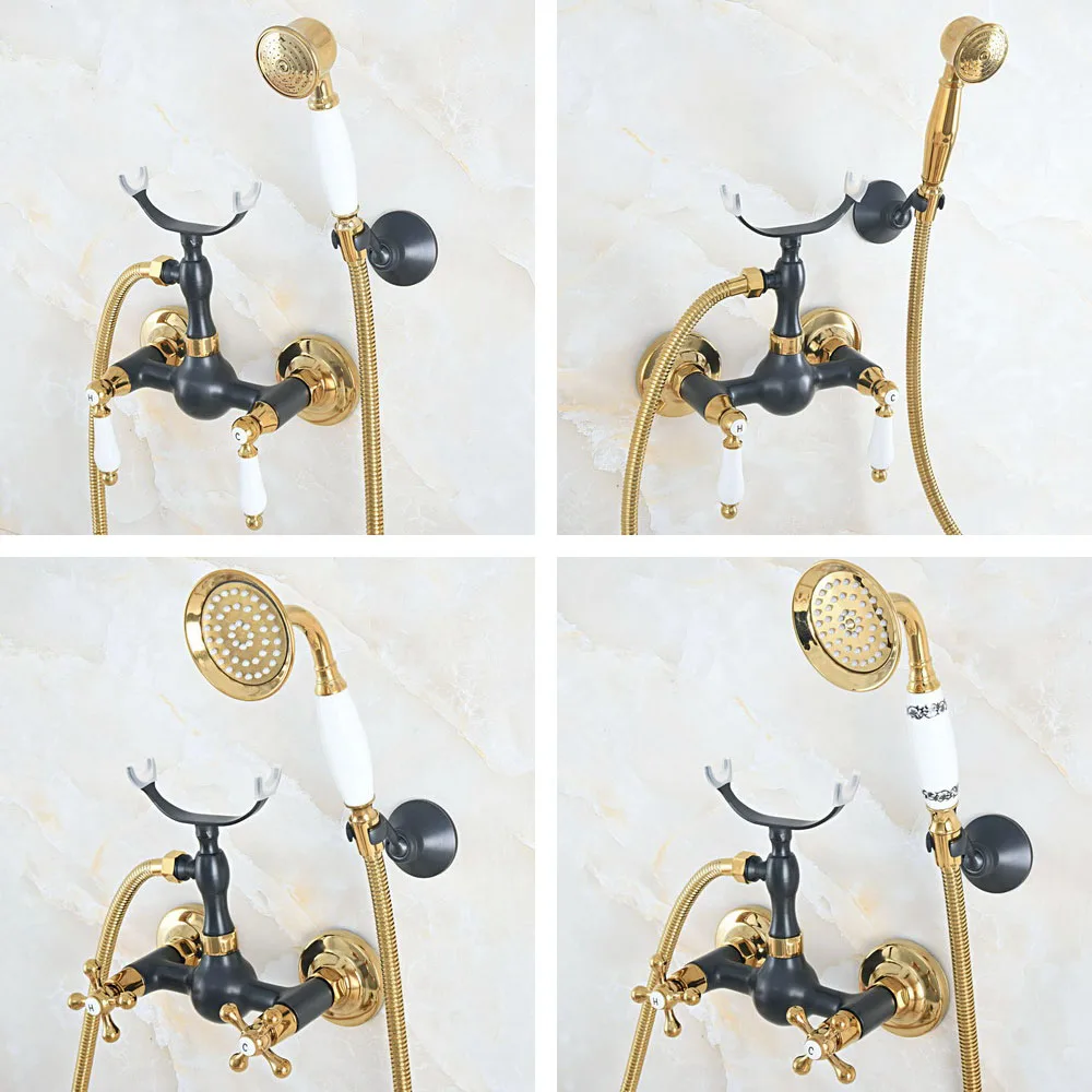Black Oil Rubbed Bronze Gold Color Brass Dual Handles Wall Mounted Bathroom Clawfoot Hand Held Shower Head Faucet Set ana565
Black Oil Rubbed Bronze Gold Color Brass Dual Handles Wall Mounted Bathroom Clawfoot Hand Held Shower Head Faucet Set ana565