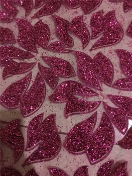 Hot pink color Good looking high quality african glued glitter lace fabric YG-255 for party dress or decoration with glitter
Hot pink color Good looking high quality african glued glitter lace fabric YG-255 for party dress or decoration with glitter