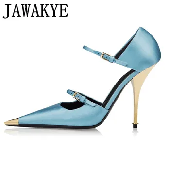 Elegant Metal Heels Pointed Toe Stilettos Women Silk Belt Buckle Slip On High Heels 2019 Cut Outs Runway Shoes Sandalia Feminine
Elegant Metal Heels Pointed Toe Stilettos Women Silk Belt Buckle Slip On High Heels 2019 Cut Outs Runway Shoes Sandalia Feminine