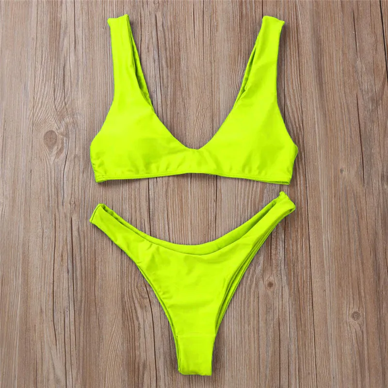 2019 Fashion Women Bikini Set Swimwear Push-Up Padded Solid Bra Swimsuit Beachwear Push-Up Padded Bra Swimwear Bathing A23# (9)