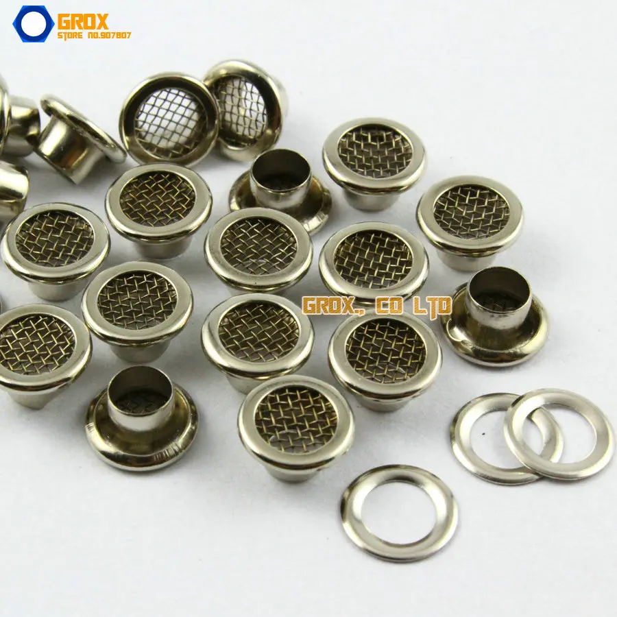 200 Set 8*4.5*5mm (Outer diameter * Inner diameter * Height) Silver Round Eyelet Grommet with Steel Mesh Inside
200 Set 8*4.5*5mm (Outer diameter * Inner diameter * Height) Silver Round Eyelet Grommet with Steel Mesh Inside
