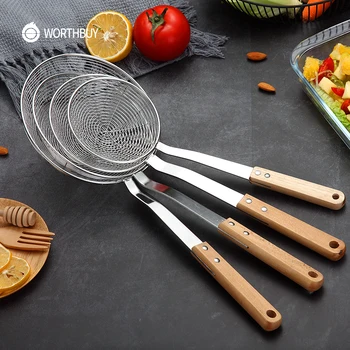 WORTHBUY 304 Stainless Steel Colander With Non-Slip Wooden Handle Kitchen Vegetables Residue Strainer Sieve Kitchen Accessories
WORTHBUY 304 Stainless Steel Colander With Non-Slip Wooden Handle Kitchen Vegetables Residue Strainer Sieve Kitchen Accessories