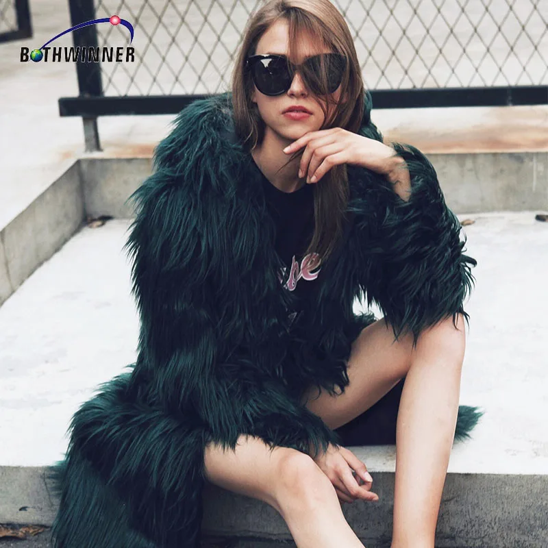 Bothwinner Dark Green Elegant Fluffy Faux Fur Coat Women Warm Long Sleeve Female Outerwear Autumn Winter Fur Coat Jackets
Bothwinner Dark Green Elegant Fluffy Faux Fur Coat Women Warm Long Sleeve Female Outerwear Autumn Winter Fur Coat Jackets