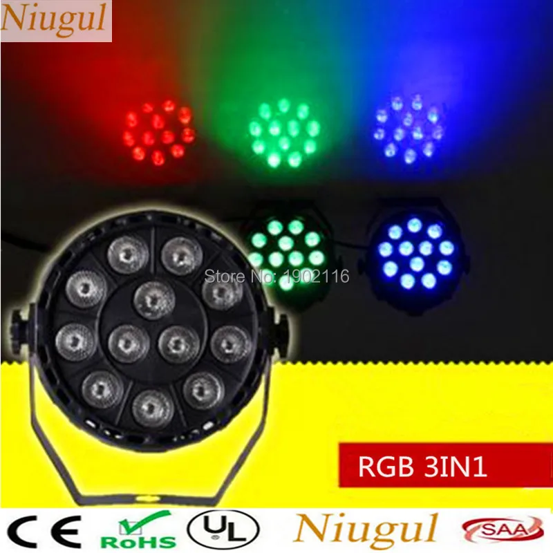 Niugul Бесплатная доставка RGB 3 в 1 диджейский светильник ing/12x3 Вт плоский
