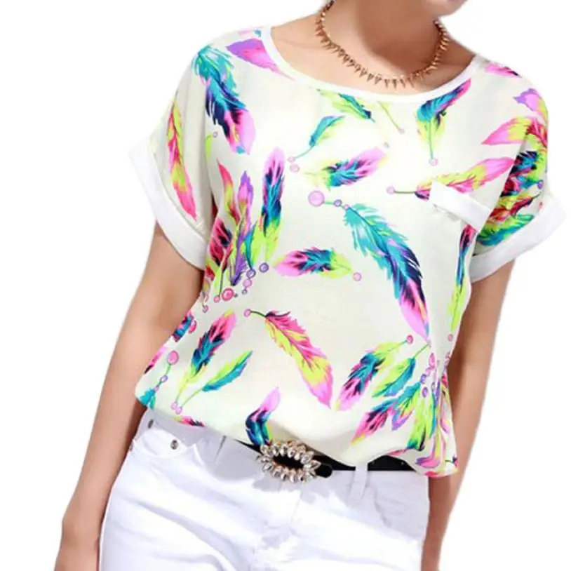 CHAMSGEND 1PC Women Feathers Chiffon Blouse Top Casual Short Sleeve Loose Blouse Drop Shipping 1M20
CHAMSGEND 1PC Women Feathers Chiffon Blouse Top Casual Short Sleeve Loose Blouse Drop Shipping 1M20