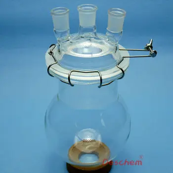 2000ml 24/29 Three Necks Glass Reactor,2L Lab Reaction Flask With Lid and Clamp
2000ml 24/29 Three Necks Glass Reactor,2L Lab Reaction Flask With Lid and Clamp