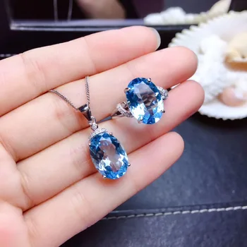 Natural blue topaz stone jewelry sets natural gemstone ring Pendant S925 silver Luxurious big flower woman party gift jewelry
Natural blue topaz stone jewelry sets natural gemstone ring Pendant S925 silver Luxurious big flower woman party gift jewelry