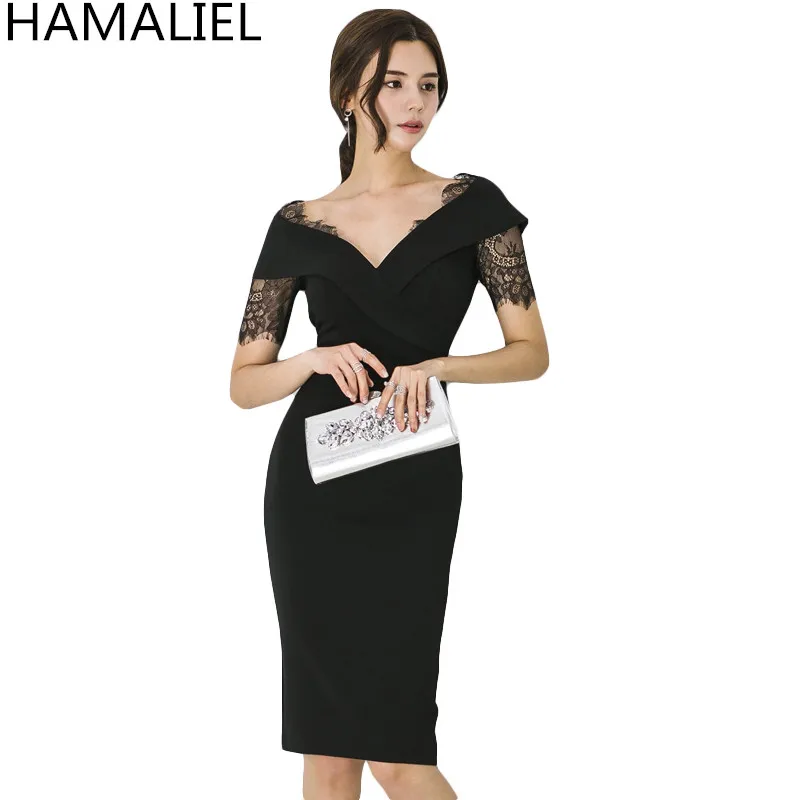HAMALIEL New 2018 Summer Women Work Dress Business Lace Patchwork Short Sleeve Formal Bodycon Slim Sexy V Neck Pencil OL Dress
HAMALIEL New 2018 Summer Women Work Dress Business Lace Patchwork Short Sleeve Formal Bodycon Slim Sexy V Neck Pencil OL Dress