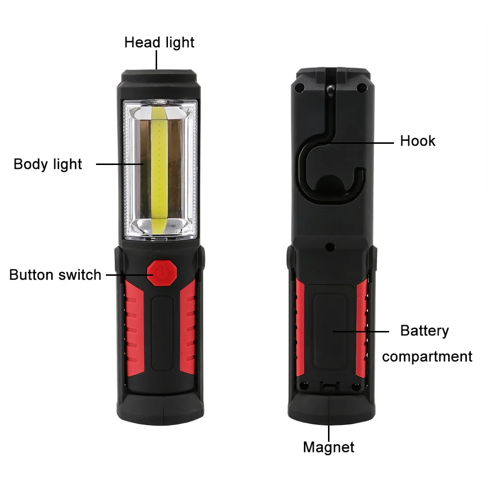 Outdoor Magnetic Work Light COB LED Flashlight Magnet Stand Inspection Lamp Camping Lanterna Torch with Folding Hook USE 3xAA
Outdoor Magnetic Work Light COB LED Flashlight Magnet Stand Inspection Lamp Camping Lanterna Torch with Folding Hook USE 3xAA