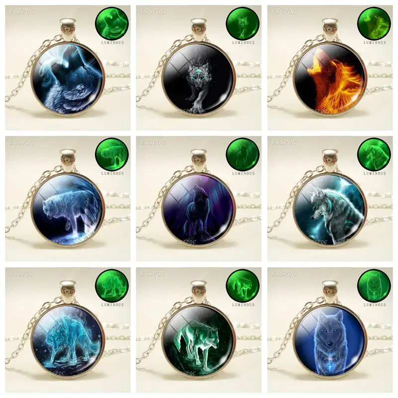 Glowing Wolf Pendant Silver Plated Luminous Necklace Glass Cabochon Pendant Jewelry Glow In Dark Necklaces Lovers Birthday Gifts
Glowing Wolf Pendant Silver Plated Luminous Necklace Glass Cabochon Pendant Jewelry Glow In Dark Necklaces Lovers Birthday Gifts