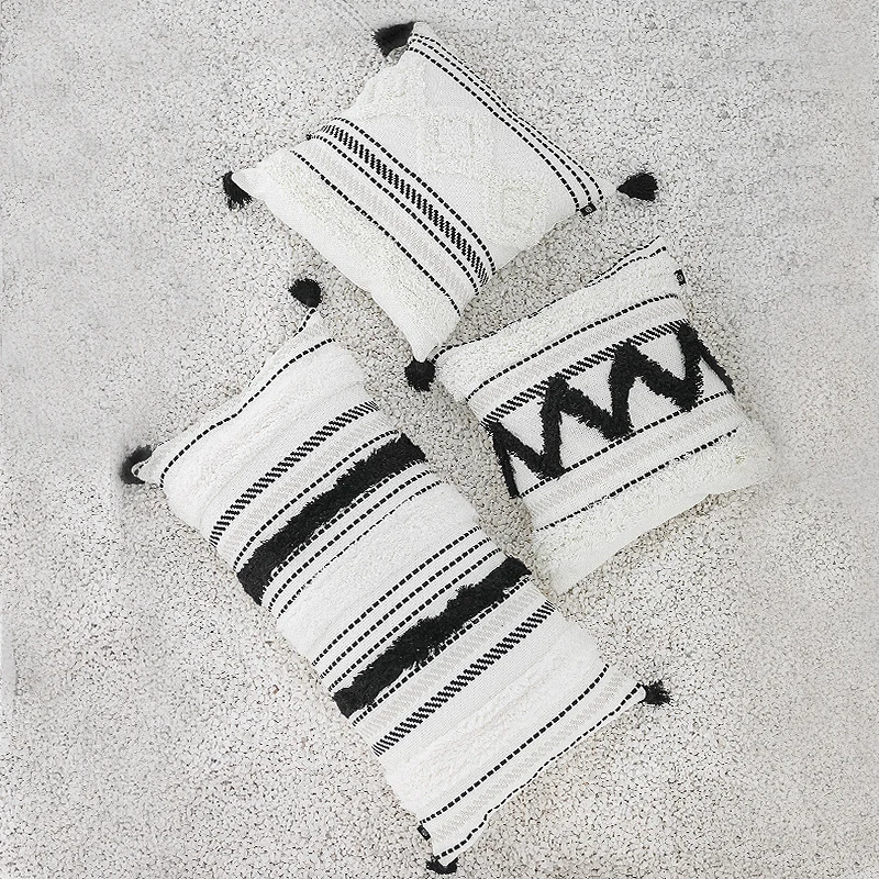 DUNXDECO Cushion Cover Decorative Tufting Pillow Case Modern Simple Morocco White Black Geometric Tassels Sofa Bedding Coussin
DUNXDECO Cushion Cover Decorative Tufting Pillow Case Modern Simple Morocco White Black Geometric Tassels Sofa Bedding Coussin