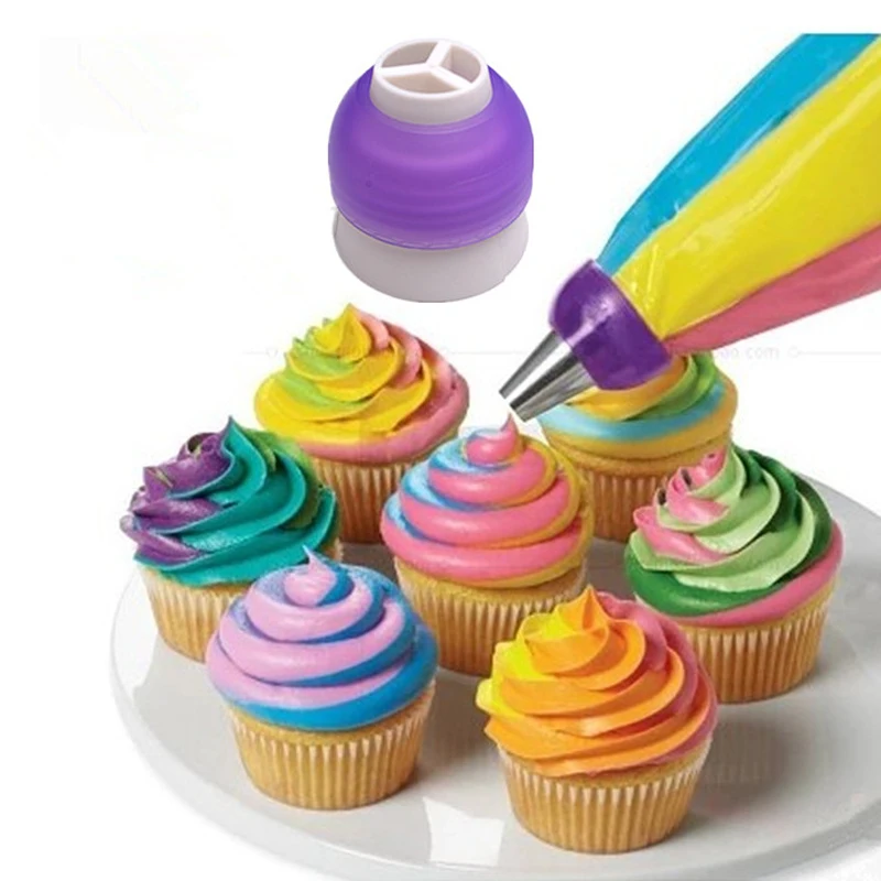 3 Hole 3 Color New Icing Piping Bag Nozzle Converter Tri-color Cream Coupler Cake Decorating Tools For Cupcake Fondant Cookie
3 Hole 3 Color New Icing Piping Bag Nozzle Converter Tri-color Cream Coupler Cake Decorating Tools For Cupcake Fondant Cookie