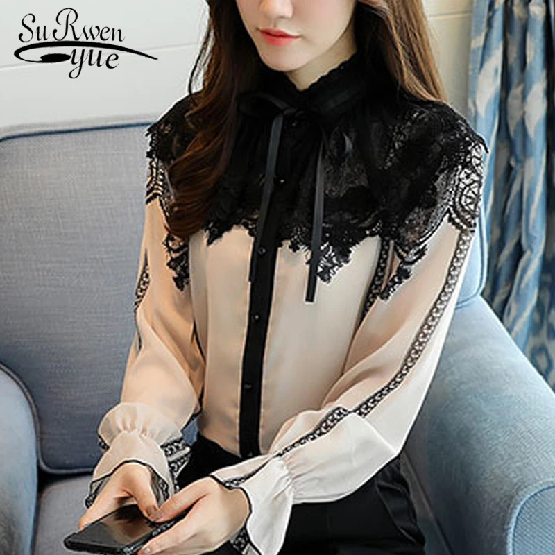 fashion 2019 women blouse shirt long sleeves beige chiffon patchwork women's clothing office lady lace women tops blusas D253 40
fashion 2019 women blouse shirt long sleeves beige chiffon patchwork women's clothing office lady lace women tops blusas D253 40
