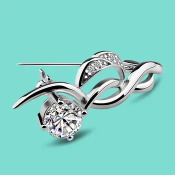 Simple female 925 sterling silver brooch zircon inlaid fashion design solid silver clothing with accessories lady's bijoux
Simple female 925 sterling silver brooch zircon inlaid fashion design solid silver clothing with accessories lady's bijoux